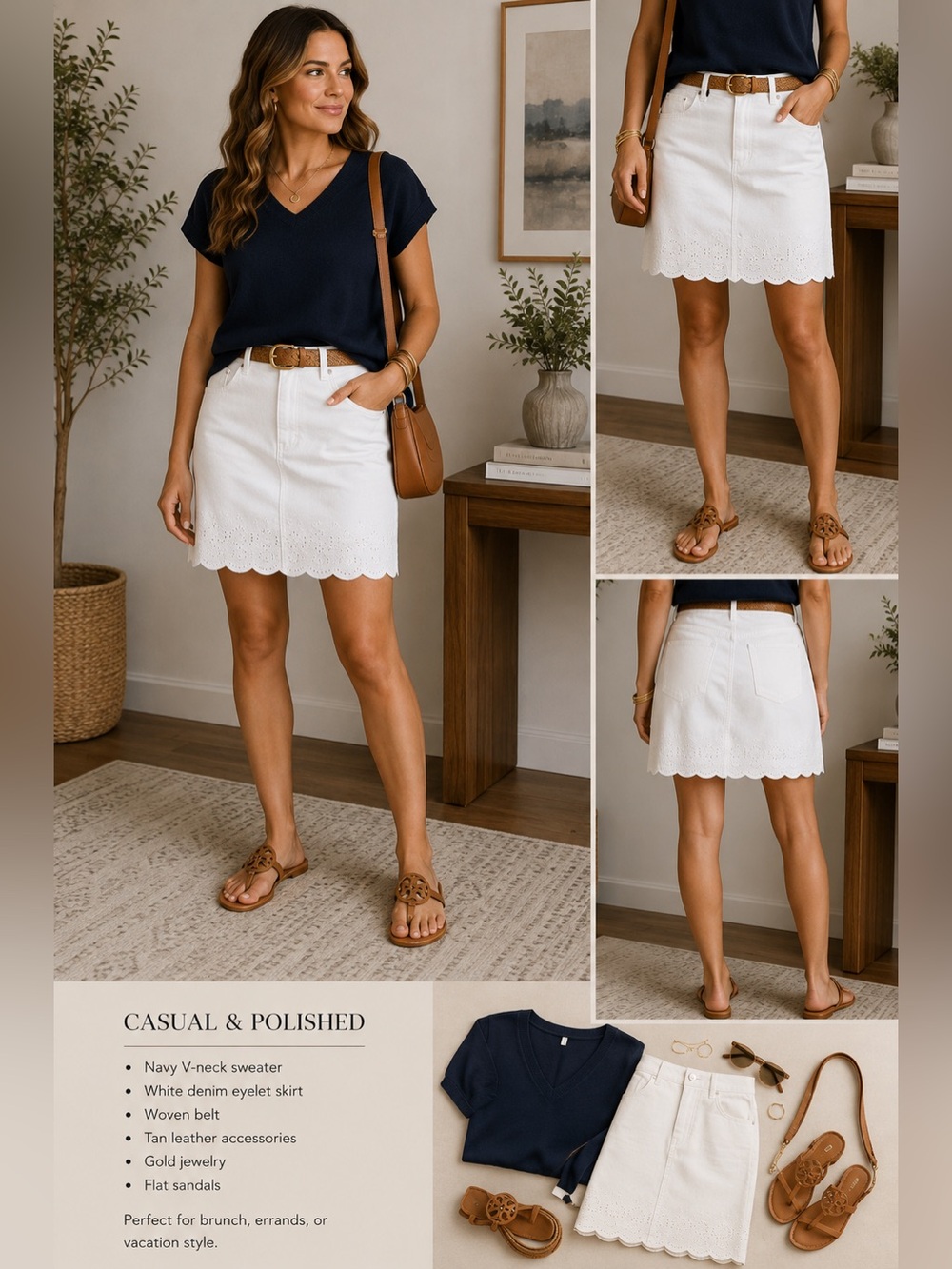 NWT Talbots Petite White Denim Skirt Eyelet Embroidered Hem Size 12P